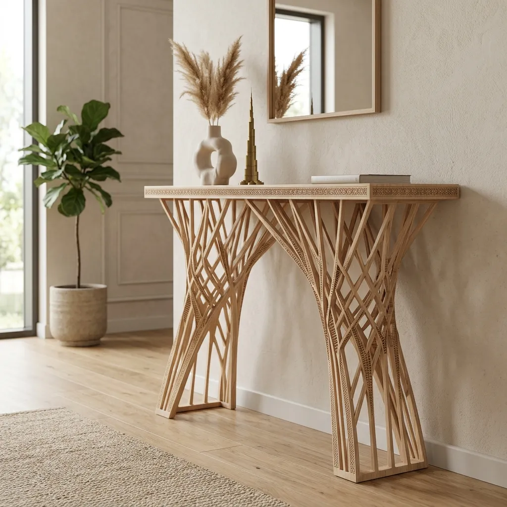 Wooden Console Table Burj Khalifa Home Decor