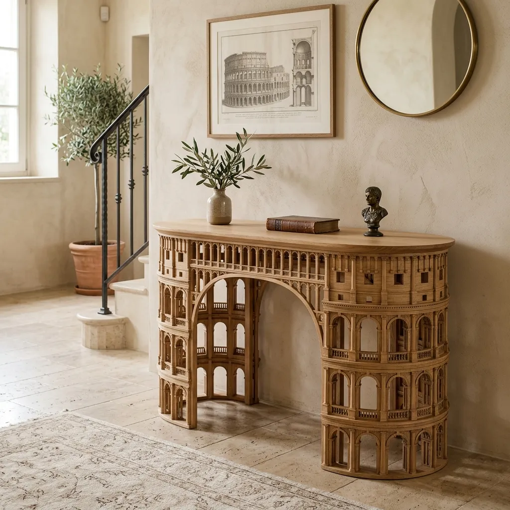 Wooden Console Table Colosseum Home Decor