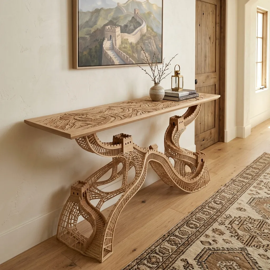 Wooden Console Table Great Wall of China Home Decor