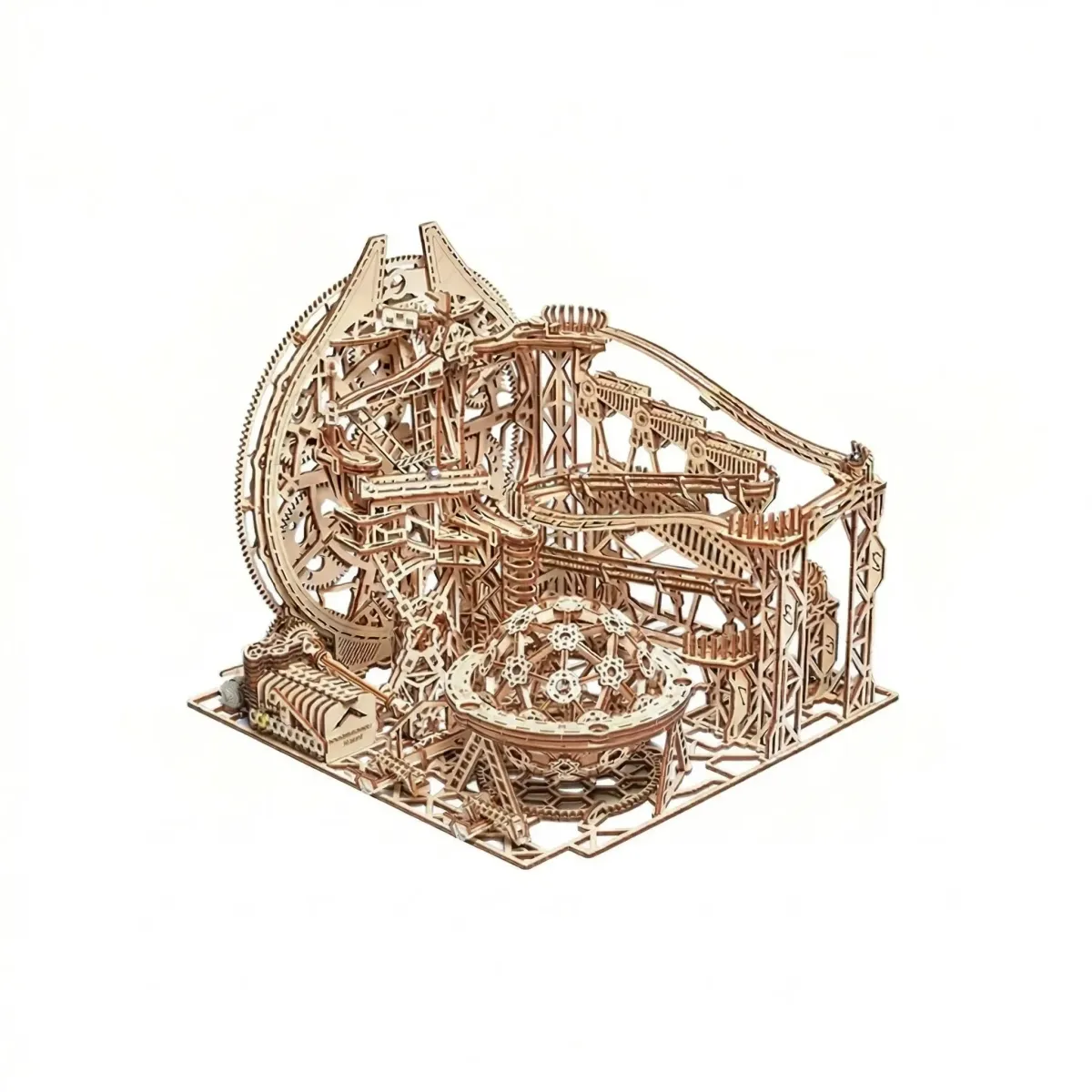 Wooden galaxy marble run gear track