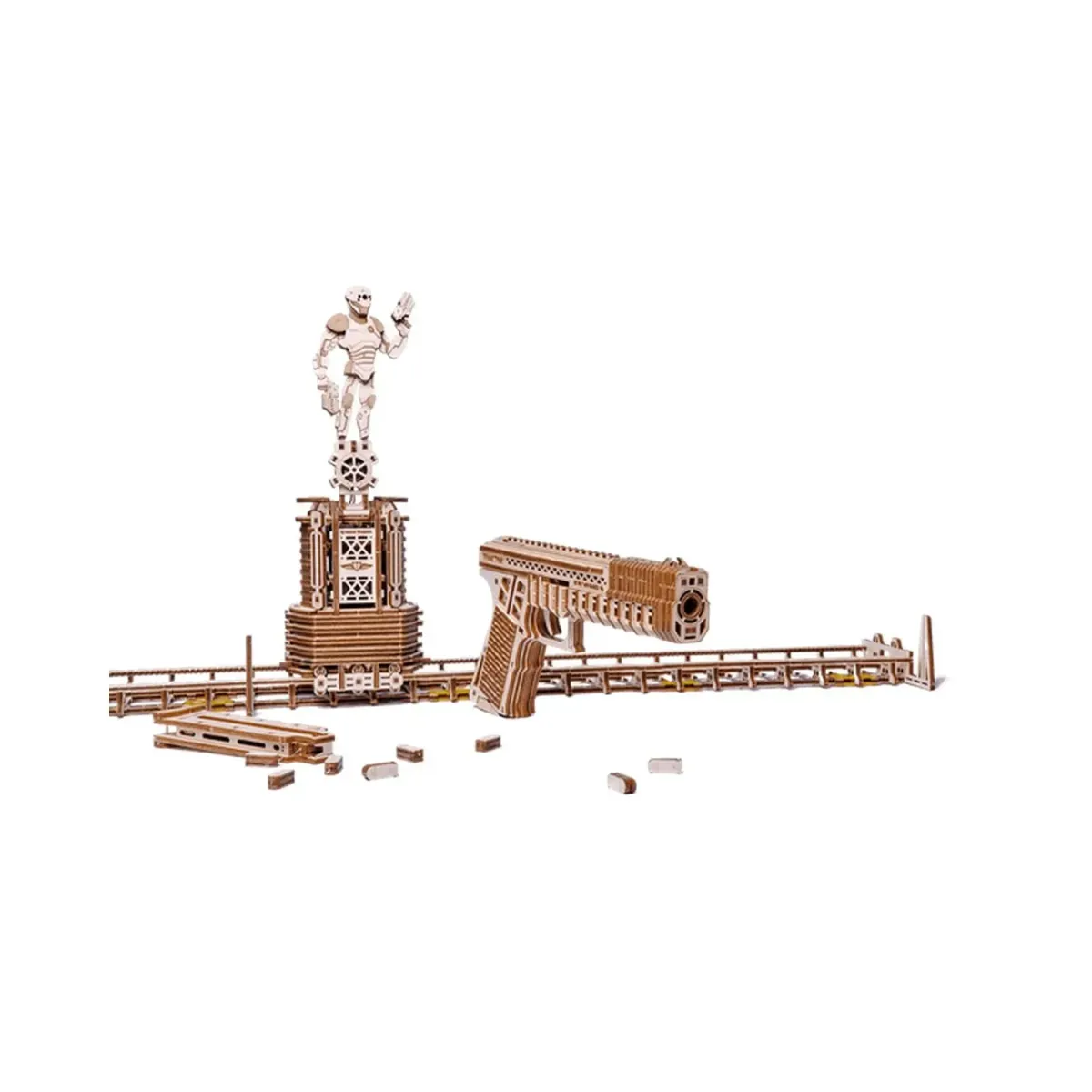 Wooden Shooting Range Puzzle Mechanical Target Game Activity Toy