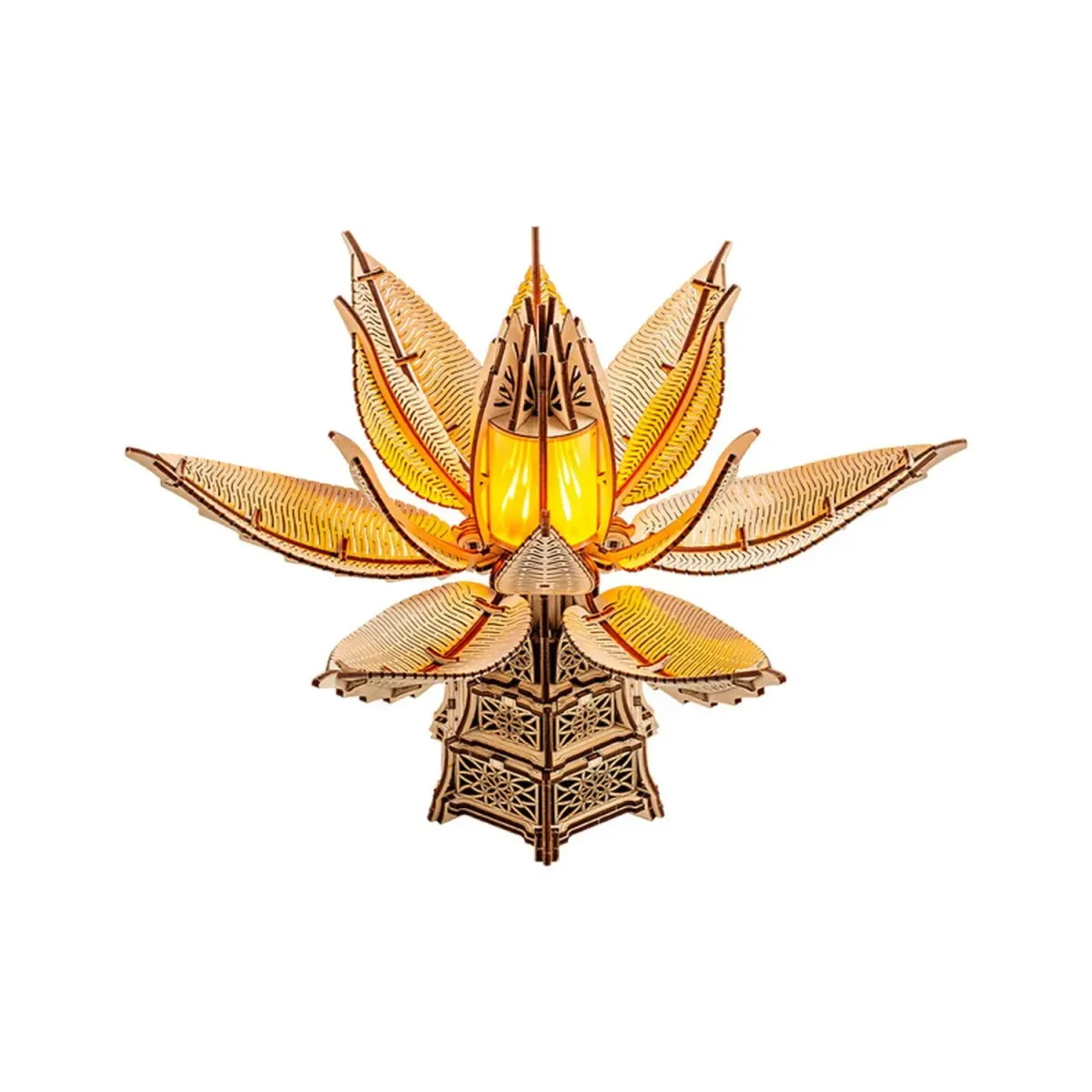 Wooden fiery bloom mechanical flower puzzle