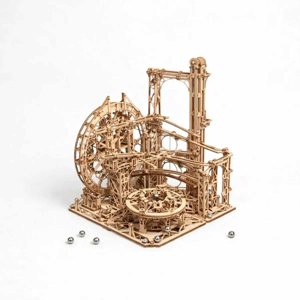 Wooden 2 in 1 Galaxy Spiral Marble Run Puzzle Combo Track Set