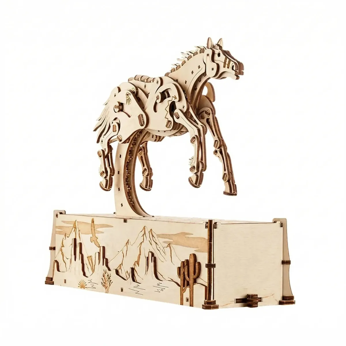 Wooden Mechanical Mustang Puzzle Classic Sport Car Model Kit